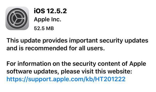 利川苹果手机维修分享iOS12.5.2发布，建议所有老苹果用户安装 